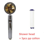 Shower Head Water Saving Flow 360 Degrees Rotating With Small Fan ABS Rain High Pressure Spray Nozzle Bathroom Accessories