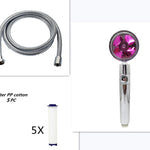 Propeller Driven Shower Head With Stop Button And Cotton Filter Turbocharged High Pressure Handheld Shower Nozzle